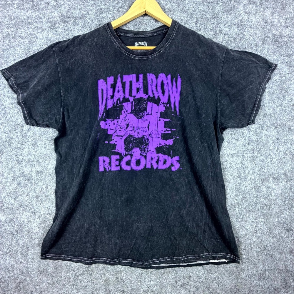 Death Row Records T-Shirt Mens Medium Washed Black Graphic Print Hip Hop Music